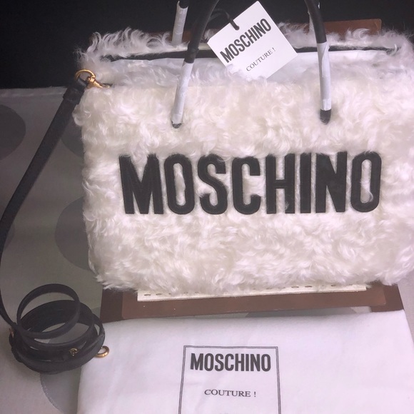 MOSCHINO WHITE MOHAIR SIGNATURE TOTE - Picture 3 of 7